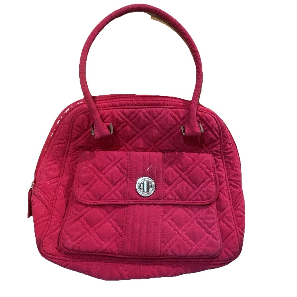 Vera Bradley, Hot Pink Quilted Satchel‎ Handbag Purse Bag With Turn Lock Pocket
